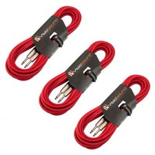 3 x Câble guitare Jack à Jack mono 6,35mm / Instrument / Câble patch / 10m Rouge