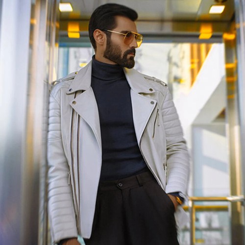 Veste cuir blanc pour homme - blanc,