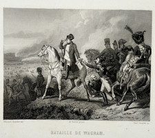 BATAILLE WAGRAM Napoleon GRAVURE Girardet MILITARIA Empire VERNET XIX°