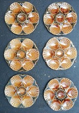 Assiettes à huitres anciennes Sarreguemines service de 6 pcs
