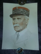 Affiche couleur Portrait du Maréchal PETAIN - Editions BRAUN - 40 x 30 - DEFAUTS