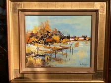 Riehl francis huile sur toile 41 x 33 cm 6F peintre alsacien superbe avec Cadre