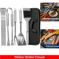 Coffret d'Ustensiles de Barbecue 9 Pièces - Poignées Longues et Résistantes