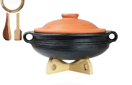 Pot terre cuite noir avec - pot, en