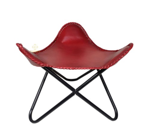 Main cuir papillon tabouret - main,