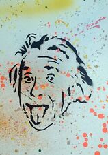 SPACO signed Albert EINSTEIN tableau pop STREET ART graffe pochoir banksy