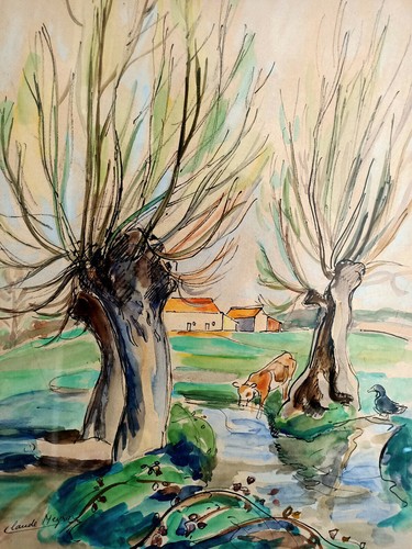 Peinture aquarelle signée