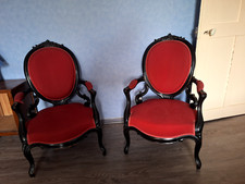 lot de 2 fauteuils bois et tissus 