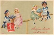 Fantaisie - n°68988 - Amitié douce et sincère - Enfants sur une balancelle