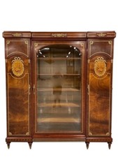 Bibliothèque style Louis XVI marqueterie bronzes dorés