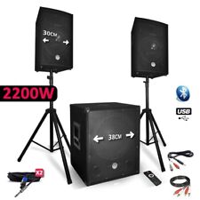 Pack sonorisation complet 2200W - Enceintes + Caisson + Pieds - USB/BLUETOOTH