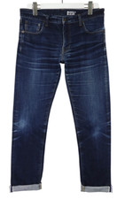 UNIQLO Jeans Slim Fit Homme W33/L32 Selvedge Zip Fly Effet Décoloré