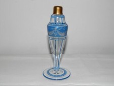 ANCIEN FLACON de PARFUM Vaporisateur en CRISTAL Taillée Décor FLORAL Peint Main