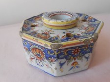 Ancien encrier céramique Nord France (Rouen...) 18/19ème siècle. Poterie...M