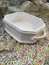 Moustiers Jardiniere White Fait Main Signed Ceramic Table Planter Pottery