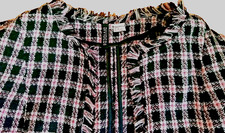 Veste courte en tweed motif écossais écru, rose et noir marque H§M parfait état