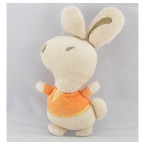 Doudou lapin blanc pull orange