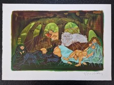 Pierre Cadiou Lithographie en couleurs illustrations Georges Brassens estampe