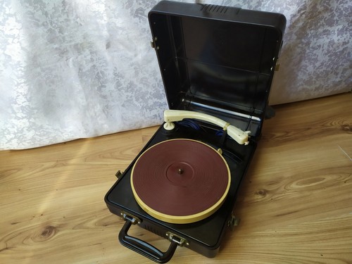 Vintage portable record player - record,