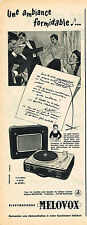 PUBLICITE ADVERTISING 025  1956  MELOVOX   tourne-disque éléctrophone