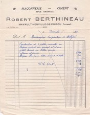 86 VIENNE MAVAULT, macon, BERTHINEAU 1935 ciment, travaux