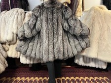 Manteau En Fourrure De Renard Argenté Manteau En Fourrure Renard Réel Volpe M-XL