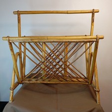 Porte revue, Porte disque en rotin - Vintage 