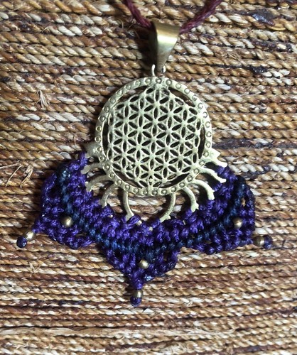 Collier sautoir macramé avec - macramé,