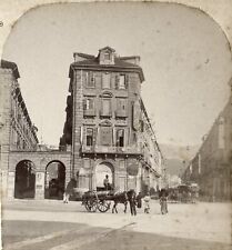 ITALIE Turin Instantané Tramway hippomobile c1890 Photo Giovanni Negri Stereo 