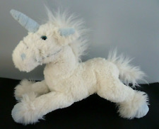 J4. DOUDOU PELUCHE GIPSY LICORNE  BLANC BLEU 30cm * - TRES BON ETAT