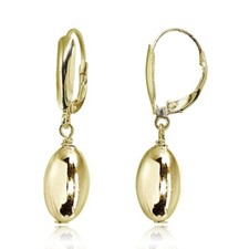 Poli Perle Ovale Goutte Argent Sterling Plaqué Or Pendantes Dormeuses Boucles