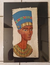 Véritable papyrus d'Egypte - Dessin sous verre Nefertiti - cla