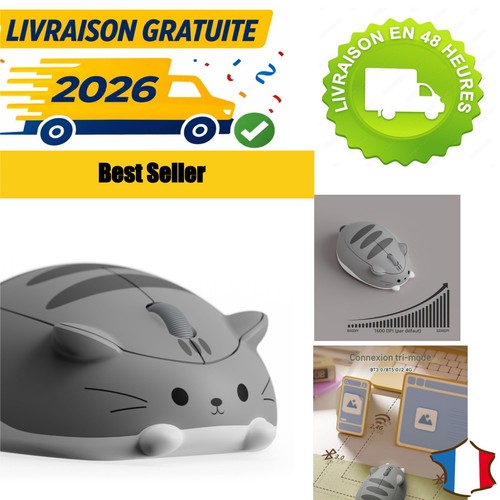 Souris sans fil akko chat - chat, gris