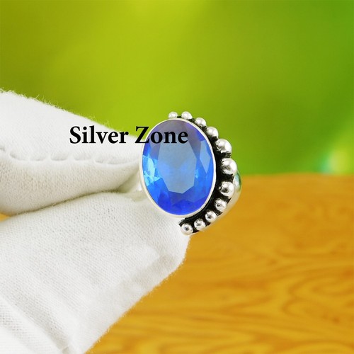 Bague topaze bleue argent - bleue, |
