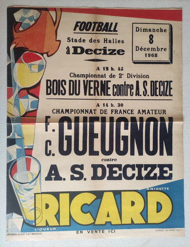 Affiche ancienne football - ancienne,