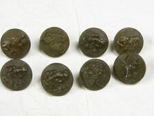 8 ANCIENS BOUTONS BAKÉLITE CHASSE VÉNERIE SANGLIER CERF CHIEN MERCERIE BUTTON