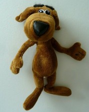 D5. DOUDOU PELUCHE Caisse d'Epargne CHIEN MARRON NOIR LUNETTES  20cm EXC. ETAT