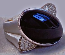 Grosse bague argent Tank onyx