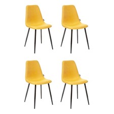 Lot de 4 Chaises en Tissu "Tyka" 85cm Jaune
