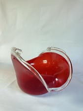 COUPE VIDE POCHE EN VERRE DE MURANO COULEUR ROUGE TRANSPARENT