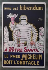 Plaque métal tôle MICHELIN vintage garage métal réédition 20x30 cm Bibendum  8