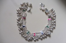 Bracelet de cheville indien métal argenté & grelots Bollywood fête indienne Inde