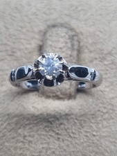 ●●   BELLE  BAGUE SOLITAIRE DIAMANT EN OR BLANC  18 CARATS    #