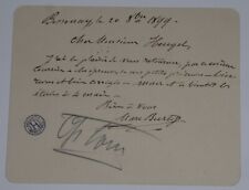 BURTY Marc - LETTRE AUTOGRAPHE SIGNEE À Henri HEUGEL, BESSENAY, 1899