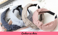 Serre-tête turban twisté tissu pois couleur beige bleu rose pinup rétro coiffure