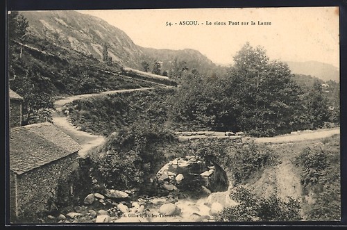 Cpa ascou vieux pont sur - le,