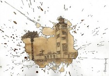 Dessin aquarelle café encre Marrakech Maroc