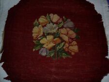 Antique French tapestry seat.Flowers.Wool.Hand made.C1900.