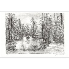 GANTNER Bernard - Lithographie originale "Le pont" 33x48cm