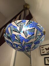 Vasque suspension verre soufflé granité émaillé signé A. Mazoyer Art Déco